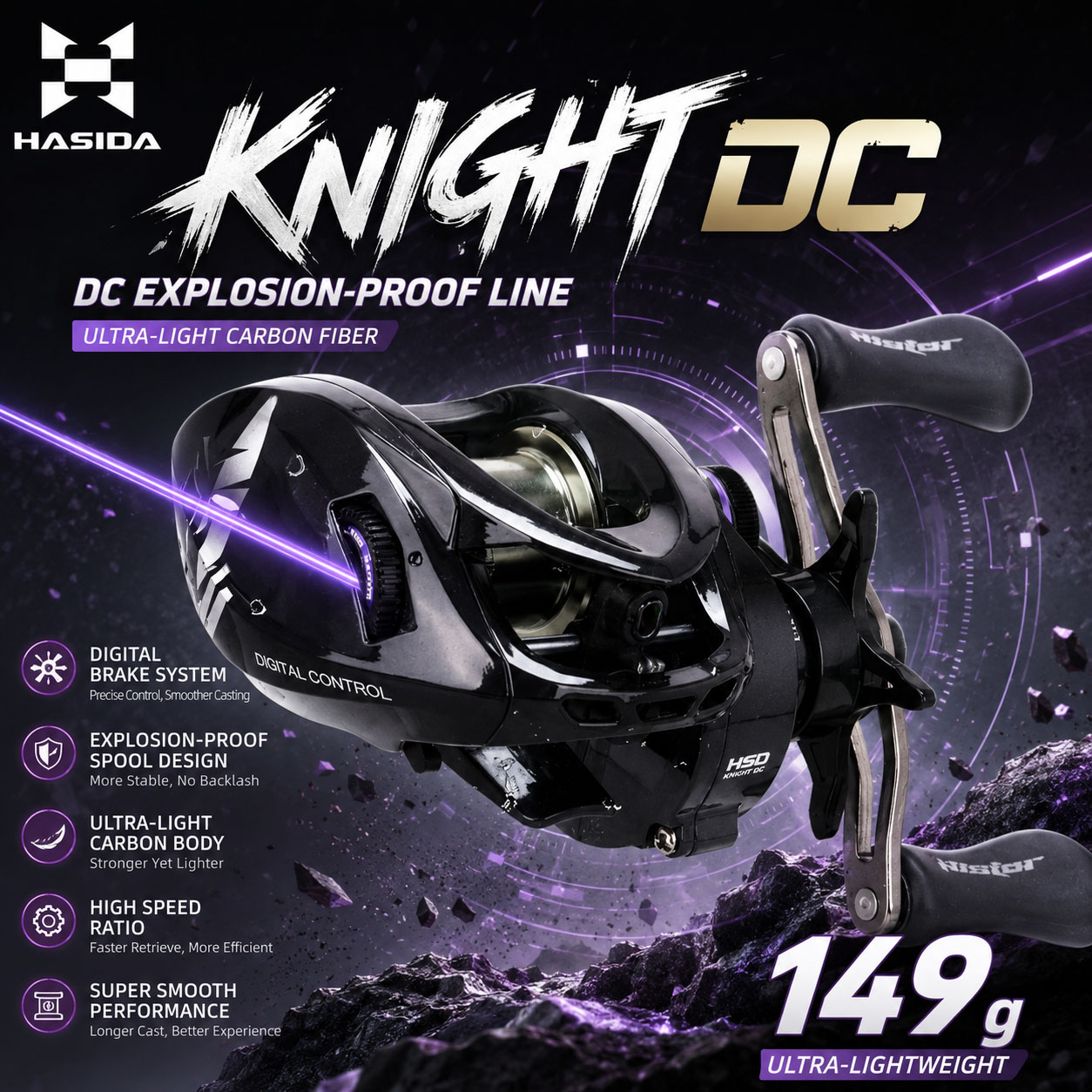 Electric Reel - Carretilha HASIDA Knight DC Ultraleve 148g